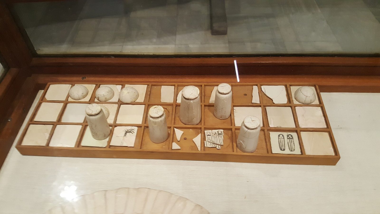 Reconstructed Egyptian museum object with visible joined elements